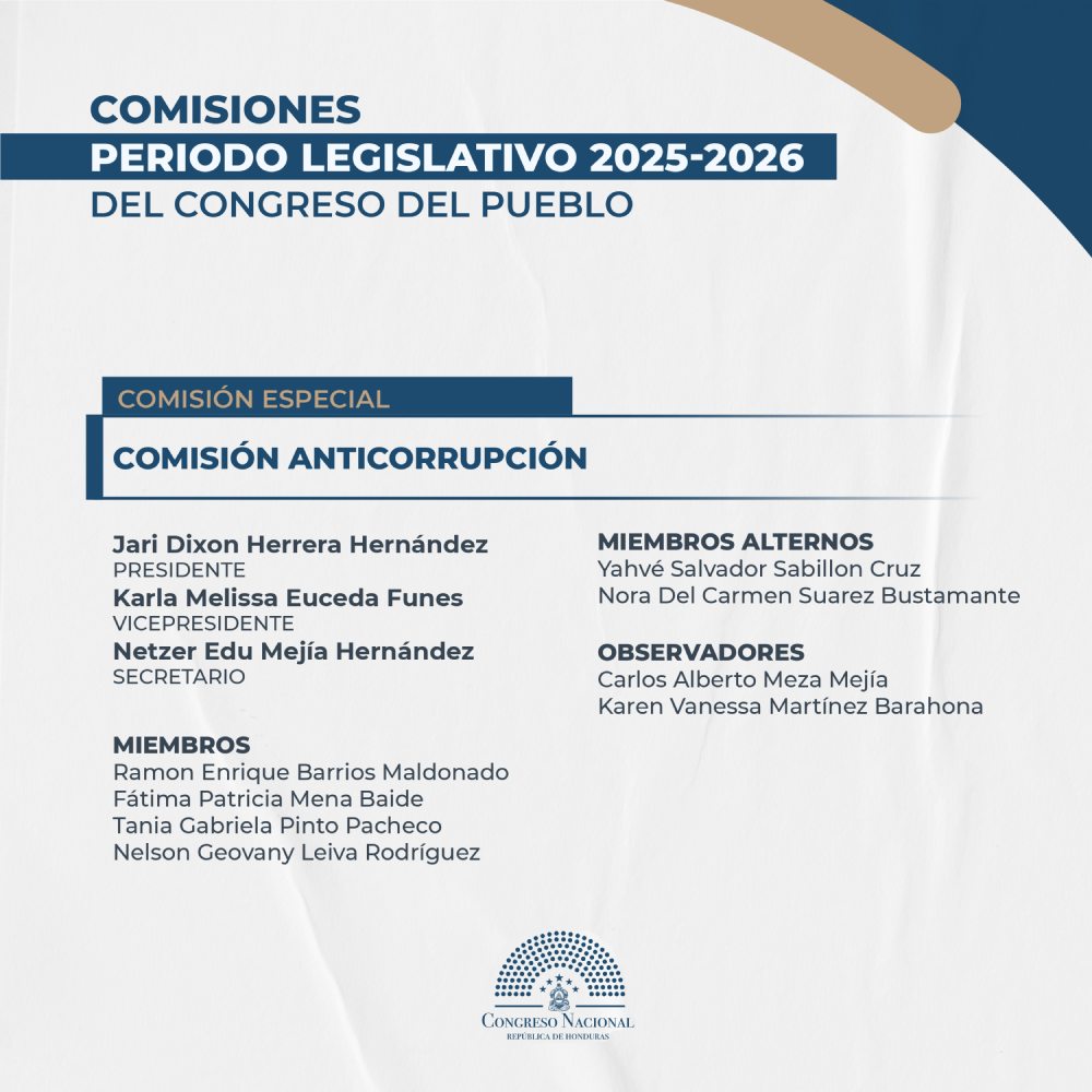 COMISIONES ESPECIALES CONGRESO NACIONAL DE HONDURAS 2025-2026